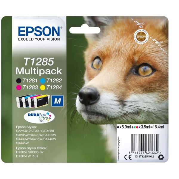 Epson T1285 - Pack de 4 Cartouches d'encre  Epson T1285 - (renard)