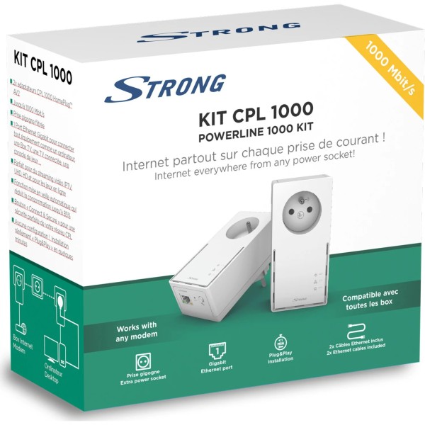 STRONG Powerline 1000 KIT (1000Mb) avec prise -Pack x 2